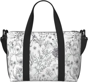 Flowering Herbs and Herbaceous Plants print Handbag Oxford shoulder bag casual shoulder bag weekend bag large capacity storage bag
