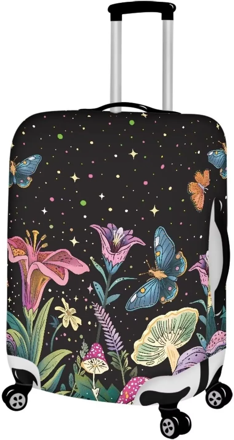 Flowers And Stars Luggage Suitcase Covers for Luggage Elastic Luggage Cover Protector Scratch Resistant Travel Suitcase Cover Fits 18-32 Inch Luggage Travel Bag Cover Travel Covers-M