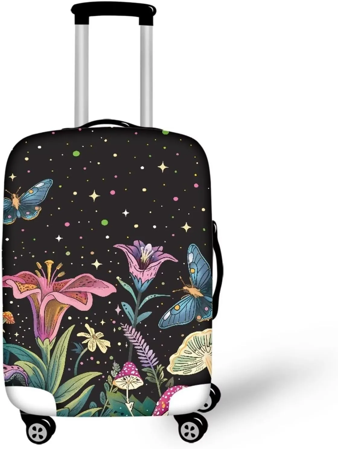 Flowers And Stars Luggage Suitcase Covers for Luggage Elastic Luggage Cover Protector Scratch Resistant Travel Suitcase Cover Fits 18-32 Inch Luggage Travel Bag Cover Travel Covers-M