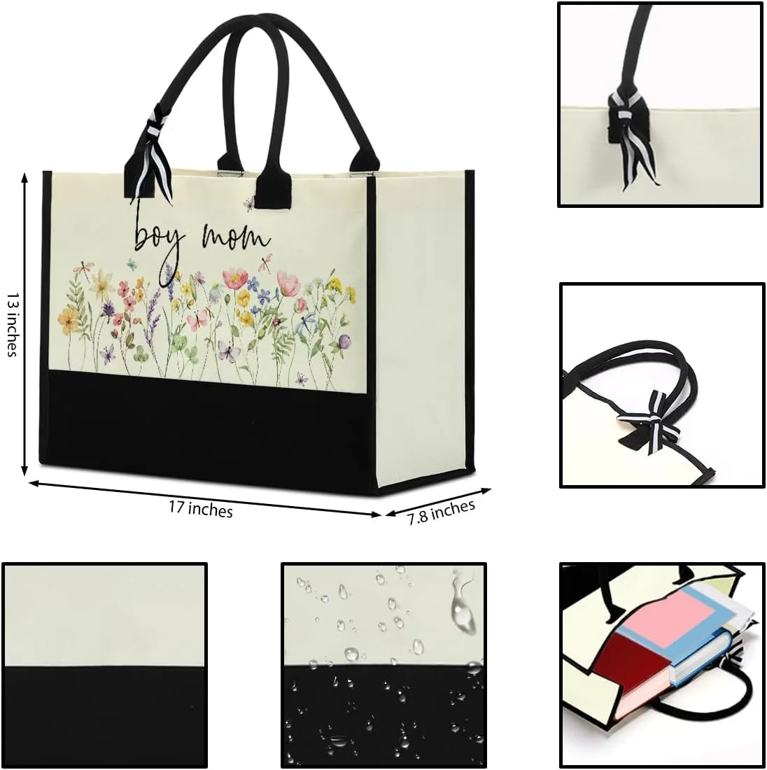 Fokongna Girls Trip Beach Bag Mimi Gigi Granny Nana Mama Abuela Nanny Housewarming Gifts Women Reusable Canvas Tote Bag