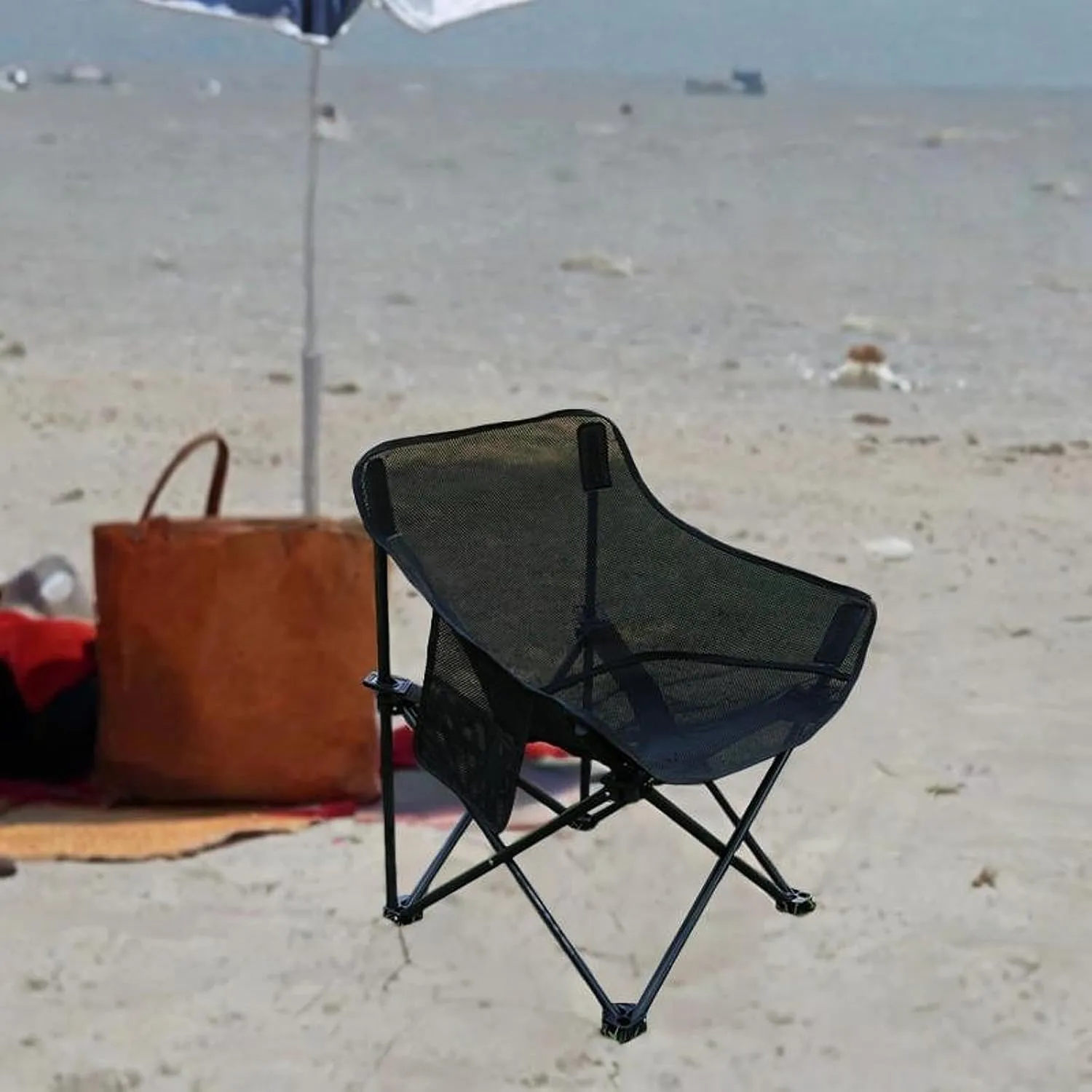 Folding Chair Camping Chair Folded Heavy Duty for Adults with Carrying Bag for Backpacking Travel Picnics Fishing Barbecue, Black