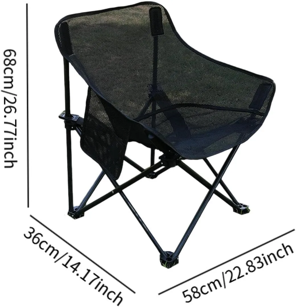 Folding Chair Camping Chair Folded Heavy Duty for Adults with Carrying Bag for Backpacking Travel Picnics Fishing Barbecue, Black