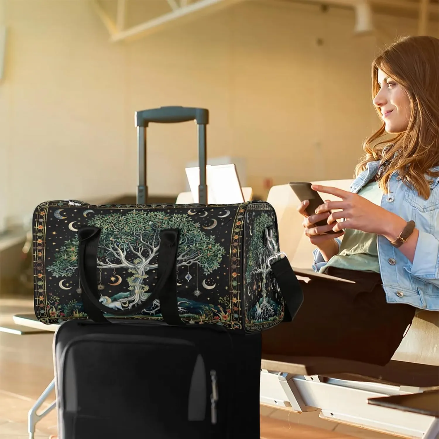 Forest Moon Tree Travel Bag for Men Women, Gym Duffle Bags for Travel, Carry On Luggage Bag, Weekender Overnight Workout Bags