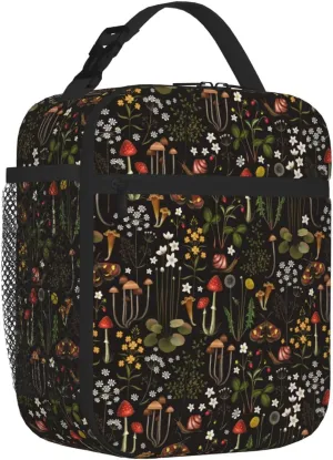 Forest Mushroom Flower Leakproof Lunch Bag Large Capacity Lunchbox Insulated Reusable Lunch Tote Bags Cooler Lunch Container For Work/Office/Picnic/Travel