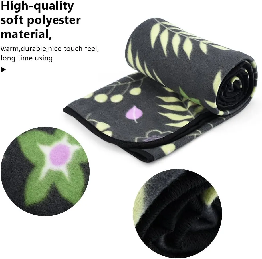 forestfish Portable Travel Blanket Airplane Compact with Bag, Fleece Throw Blanket Cozy Soft for Camping Train 60" x 40", Flower