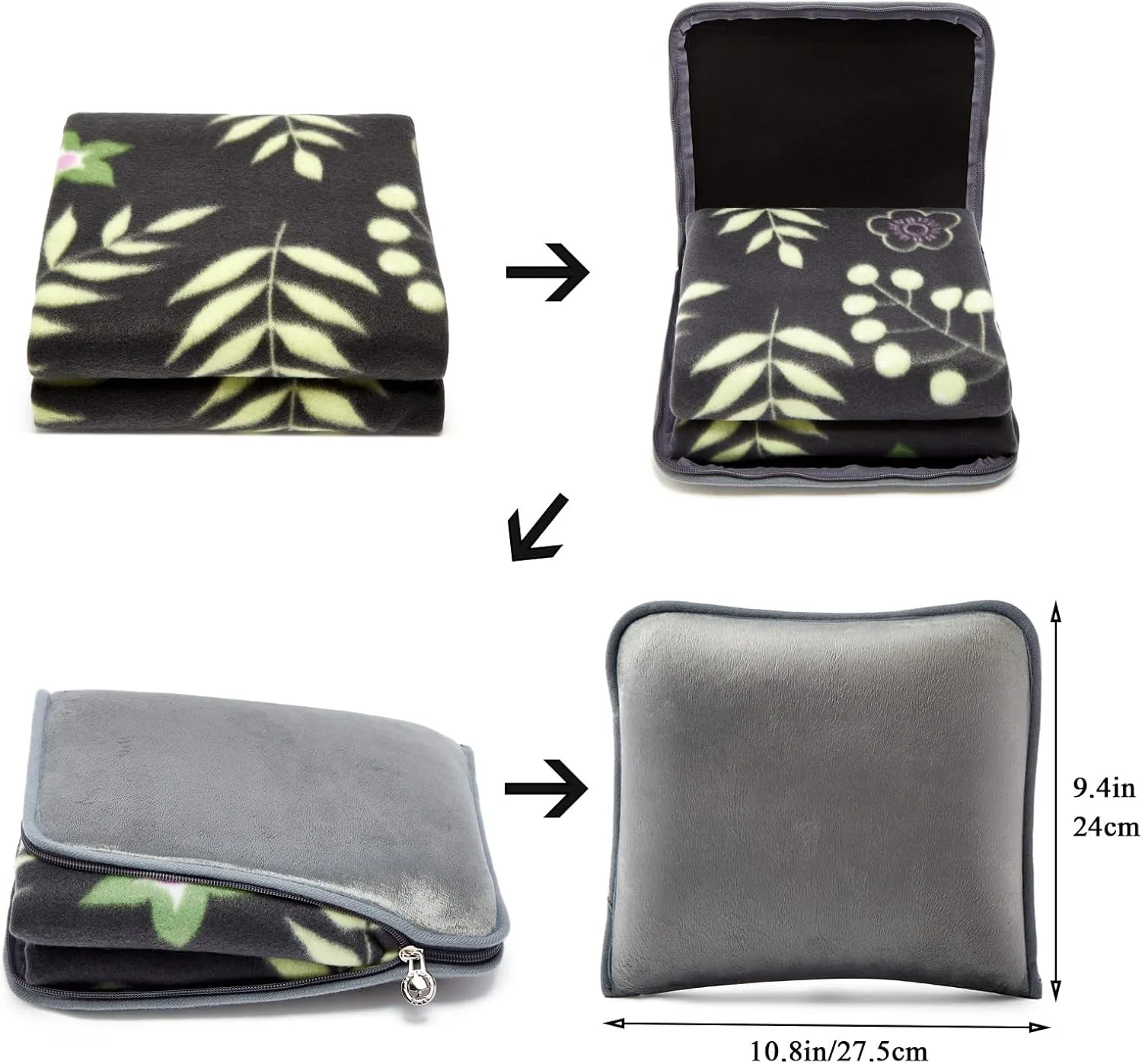 forestfish Portable Travel Blanket Airplane Compact with Bag, Fleece Throw Blanket Cozy Soft for Camping Train 60" x 40", Flower