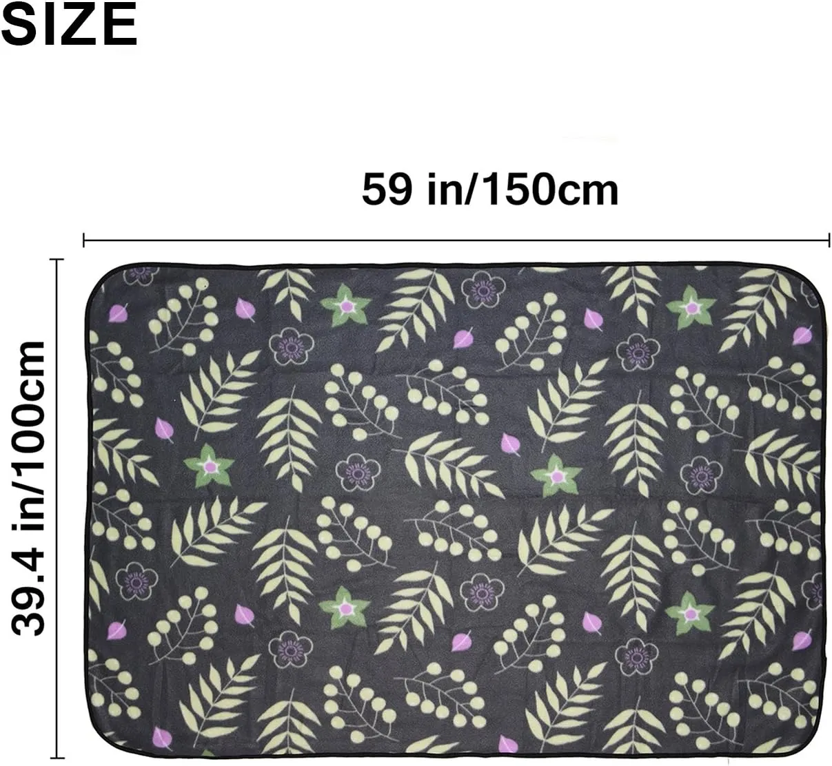 forestfish Portable Travel Blanket Airplane Compact with Bag, Fleece Throw Blanket Cozy Soft for Camping Train 60" x 40", Flower