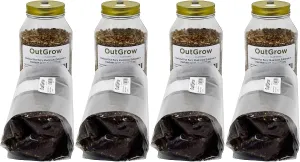 Four Quart Jars of Sterilized Rye and Four One Pound Bags of Manure Based Substrate