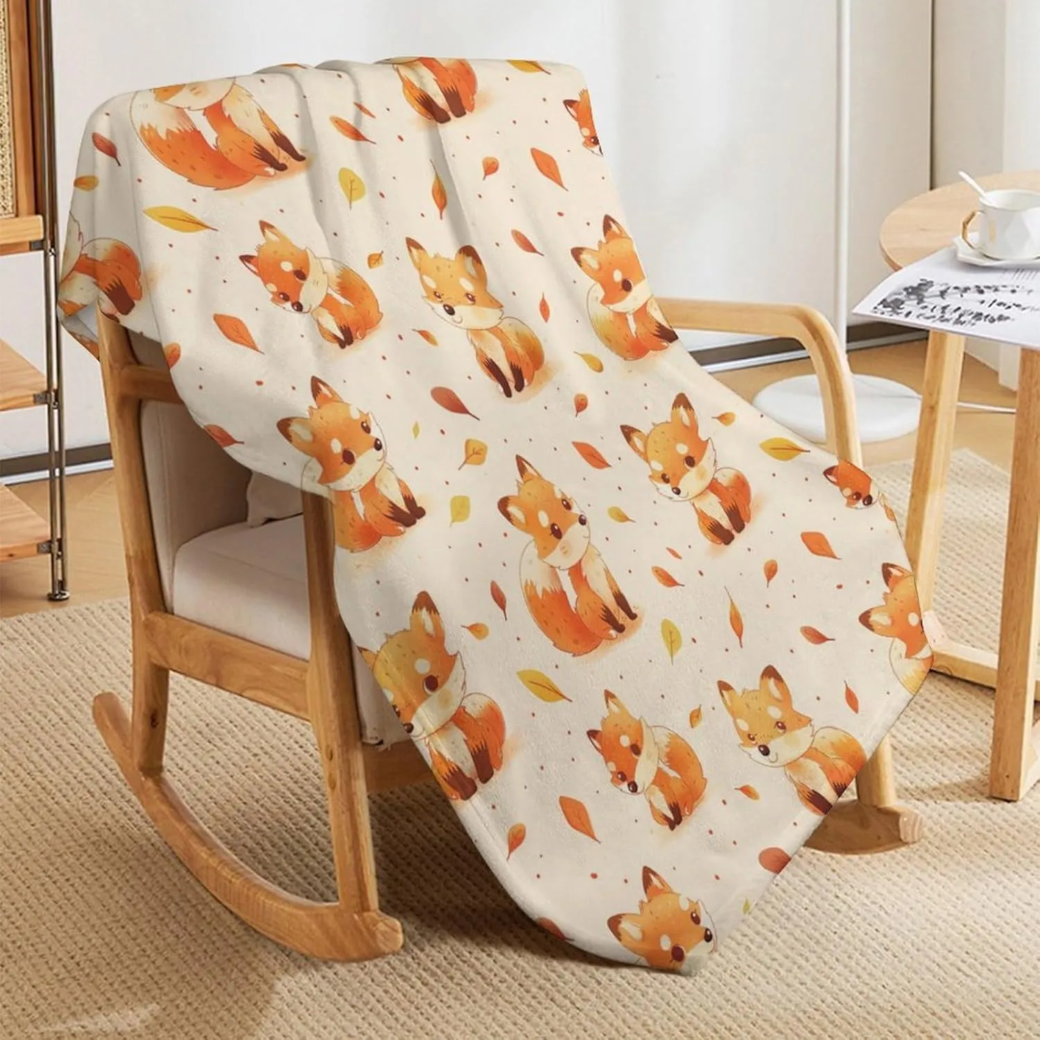 Fox Throw Blanket - Soft Flannel Blankets for Girls Boys Kids Fox Lovers - Warm Throw Blankets for All Season Lap, Chair, Sofa - 50"x40"