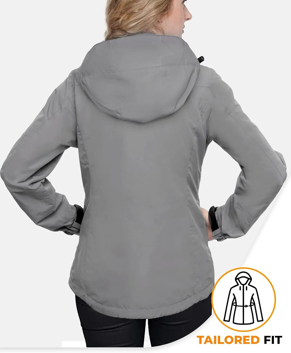 Foxelli Women's Waterproof Hiking Jacket – Warm Fleece-Lined Windproof Coat, Hooded Rain Jacket