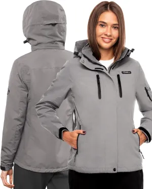 Foxelli Women's Waterproof Hiking Jacket – Warm Fleece-Lined Windproof Coat, Hooded Rain Jacket