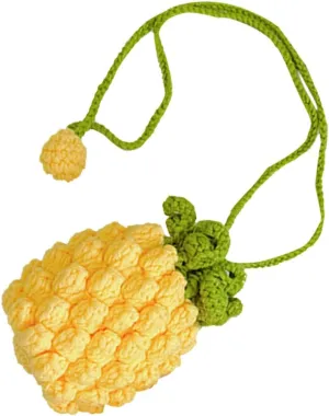 FRCOLOR Adorable Pineapple Shape Knitted Purse for Girls Crossbody Bag Fashionable Woolen Design
