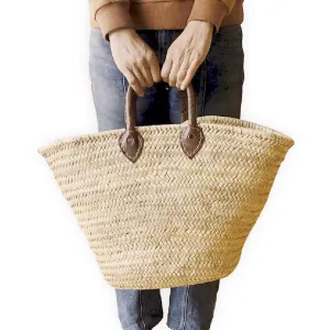 French Basket, straw bag with leather handles, beach bag, straw bag, beach bag, basket bag, shopping basket, wicker basket with handle, straw market basket