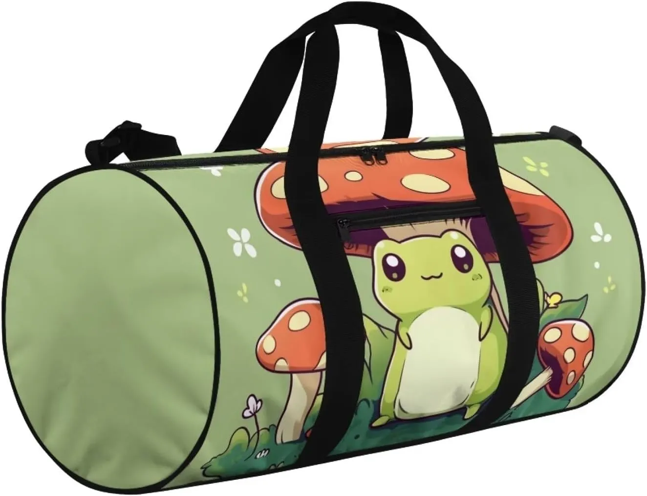 Frog Mushroom Travel Duffle Bag, Waterproof Weekender Bag Carry On Tote Bags for Women, Travel Essentials Sport Gym Bag Hospital Bag for Labor and Delivery, Overnight Bag Luggage Bag
