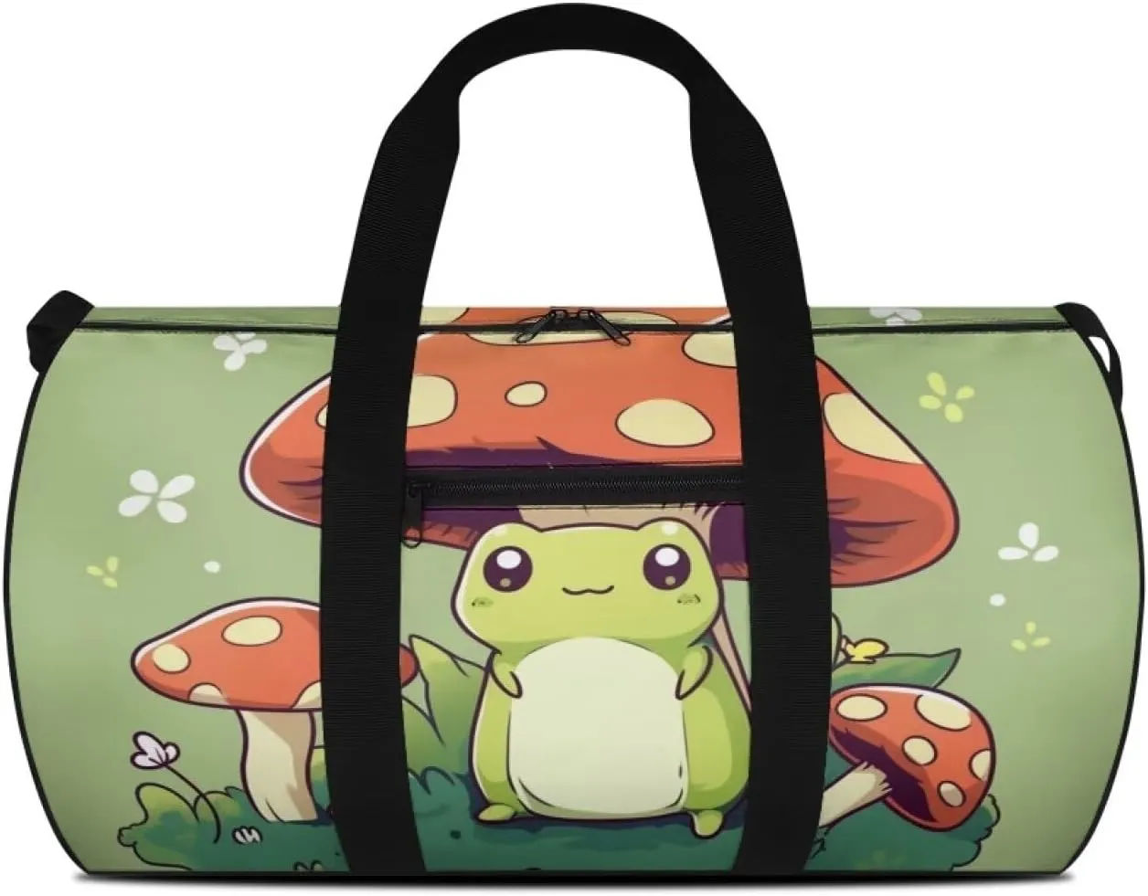 Frog Mushroom Travel Duffle Bag, Waterproof Weekender Bag Carry On Tote Bags for Women, Travel Essentials Sport Gym Bag Hospital Bag for Labor and Delivery, Overnight Bag Luggage Bag