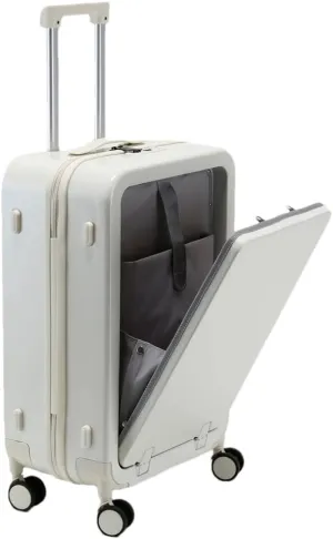Front Opening Luggage Bag, Unisex Rotating Suitcase with Wheeled Password (Zipper White 22), Zipper White, 22