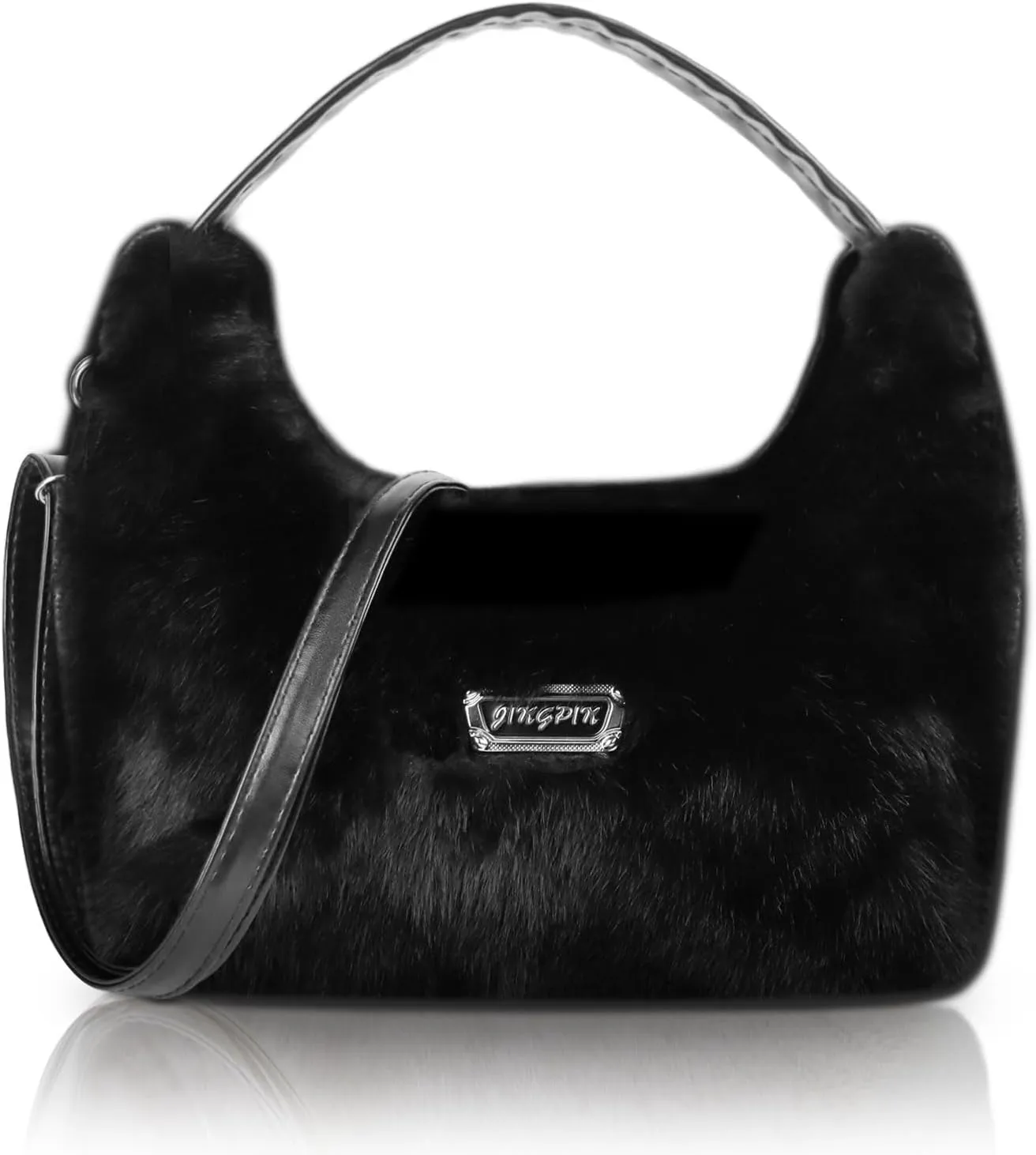 FuninCrea Plush Women's Shoulder Handbags Trendy Crossbody Bags with Zipper, Small Handbags with Removable Shoulder Strap