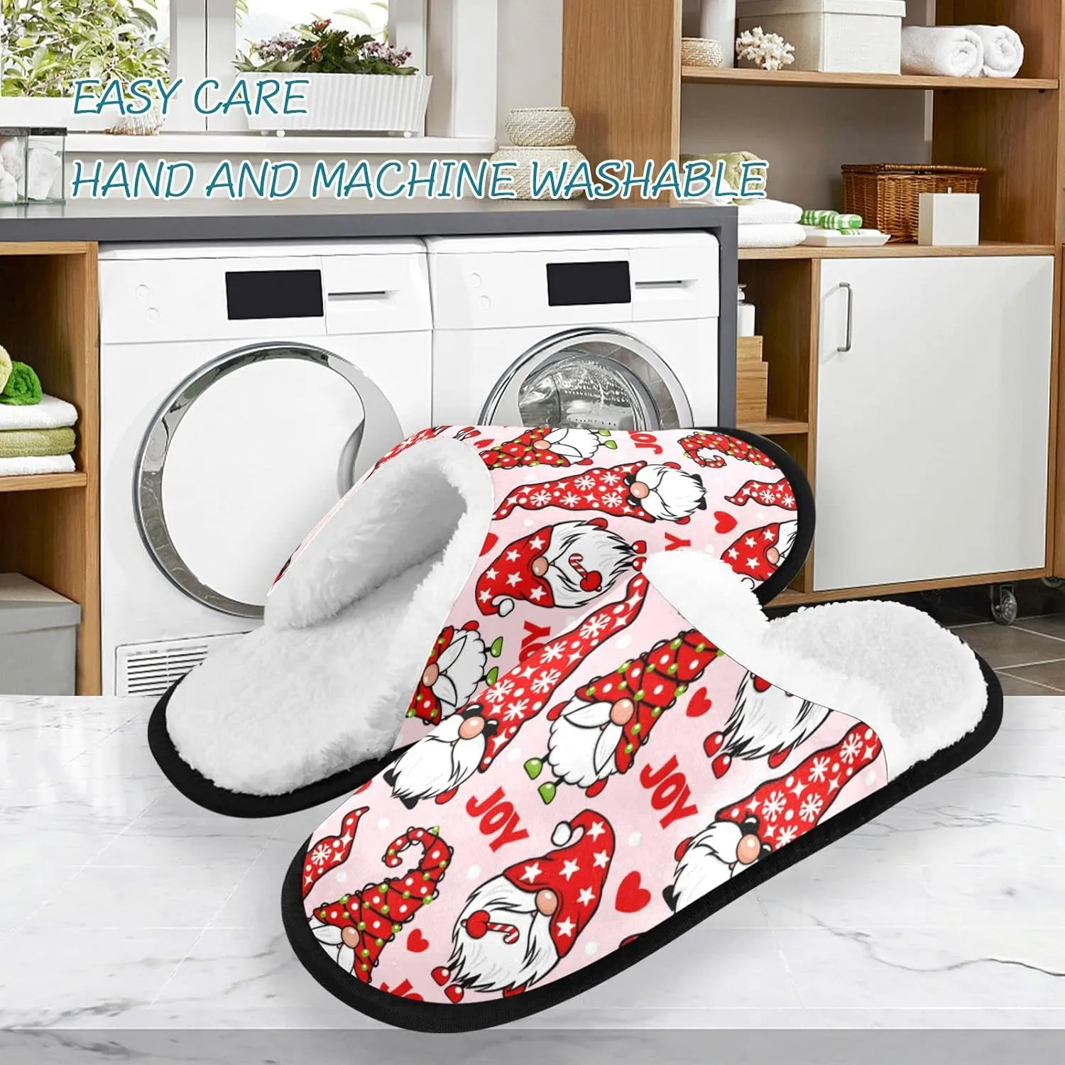 Fuzzy House Slippers Warm Nonslip Slippers for Women's Men's Cozy indoor Travel Shoes