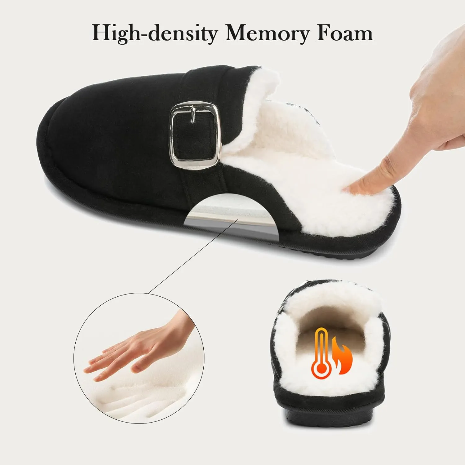 Fuzzy Slippers for Women with Memory Foam Warm Winter Suede House Slippers Shoes Indoor Outdoor Gifts For Women Faux Fur Anti-Skid