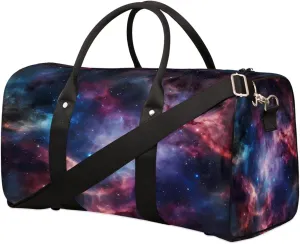 Galaxy Nebula Travel Duffel Bag, Universe Space Sports Gym Bag, Foldable Weekender Overnight Tote Bag Carry on Luggage Handbag for Yoga Workout