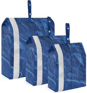 Garment Bag Closet Storage, Luggage Space Saver, Dark Royal Blue Slate Slab, Waterproof, 3 Set Travel Packing Cubes For Suitcases, Luggages Management Personnel