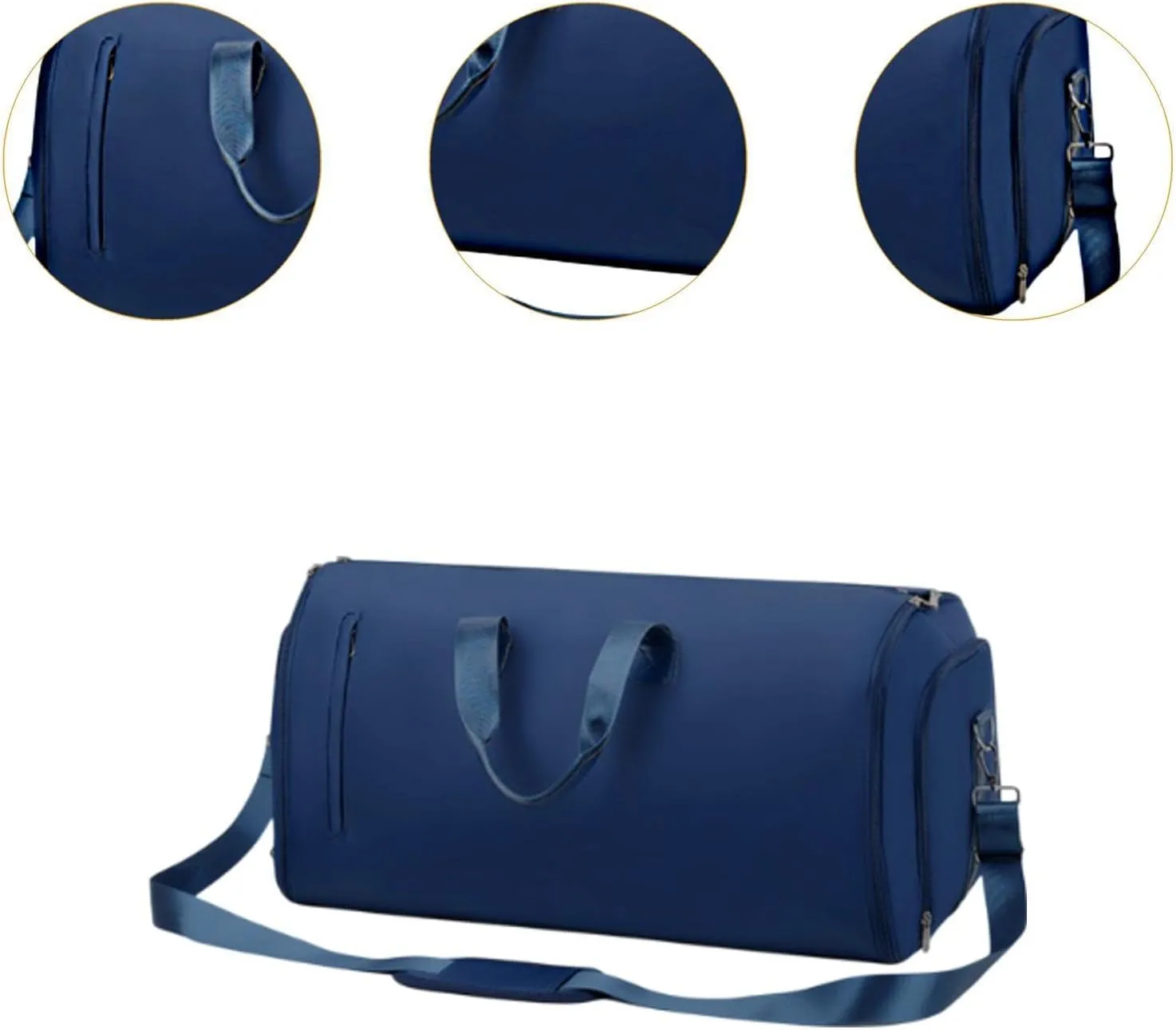 Garment Bag Weekender Bag Leather Duffle Bag for for Men Camping Hiking Outdoor, Dark Blue