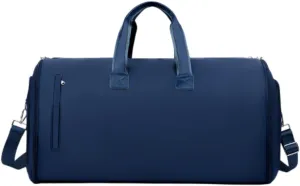 Garment Bag Weekender Bag Leather Duffle Bag for for Men Camping Hiking Outdoor, Dark Blue