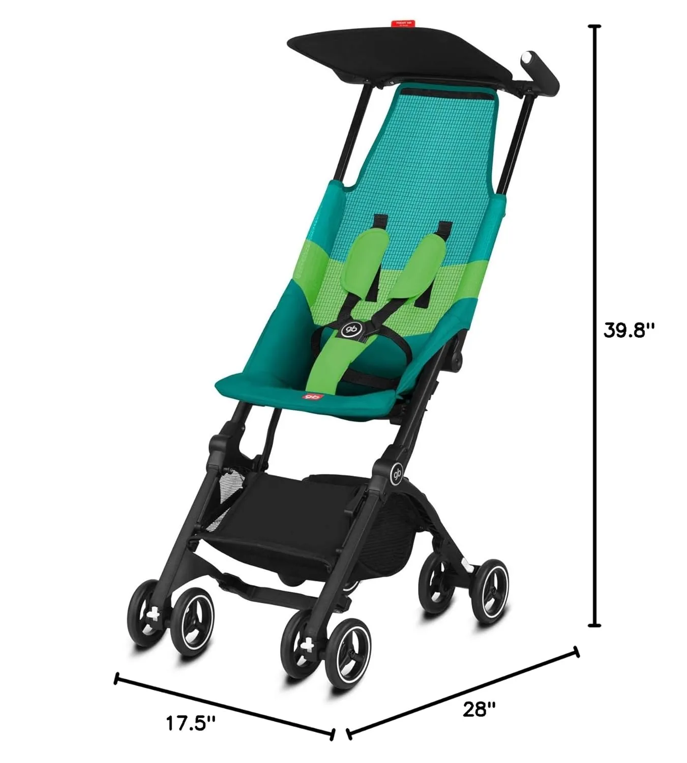 gb Pockit Air All Terrain Ultra Compact Lightweight Travel Stroller with Breathable Fabric, Laguna Blue