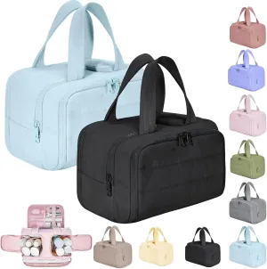 GDSAFS Large Capacity Wide-Open Travel Cosmetic Bag - Curetoaway Travel Cosmetic Bag, 4-In-1 Portable Waterproof Dry/Wet Separation Pouch Open Flat Toiletry Bags with 4 Compartments (2pcs/F)
