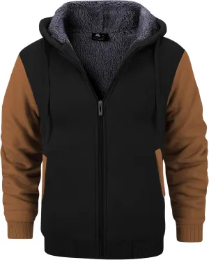 GEEK LIGHTING Men’s Fleece-Lined Zip Up Hoodie, Thick Hooded Jacket Winter Warm Athletic Sweatshirt