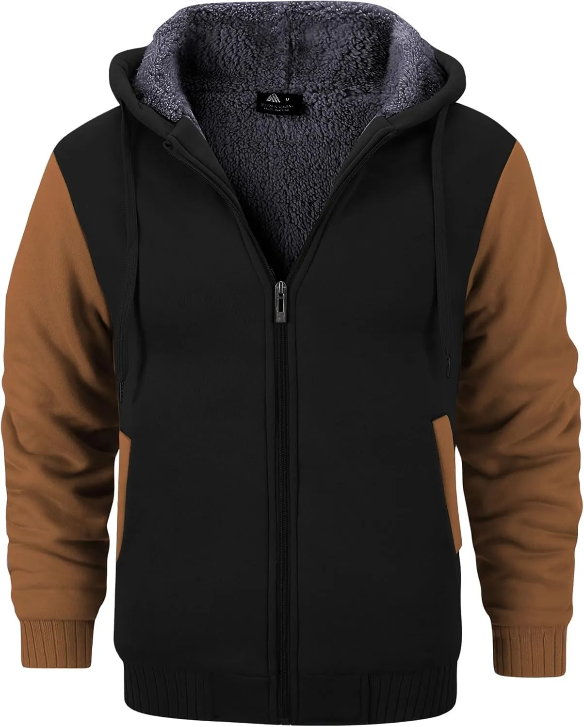 GEEK LIGHTING Men’s Fleece-Lined Zip Up Hoodie, Thick Hooded Jacket Winter Warm Athletic Sweatshirt