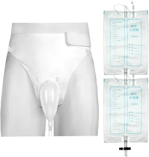 Geiserailie 3 Pcs Urinals for Men Urine Collection Bag Catheter for Men Urinary Incontinence Kit Reusable Silicone Urine Collector Portable Wearable Male Incontinence Products for Elderly Bedridden