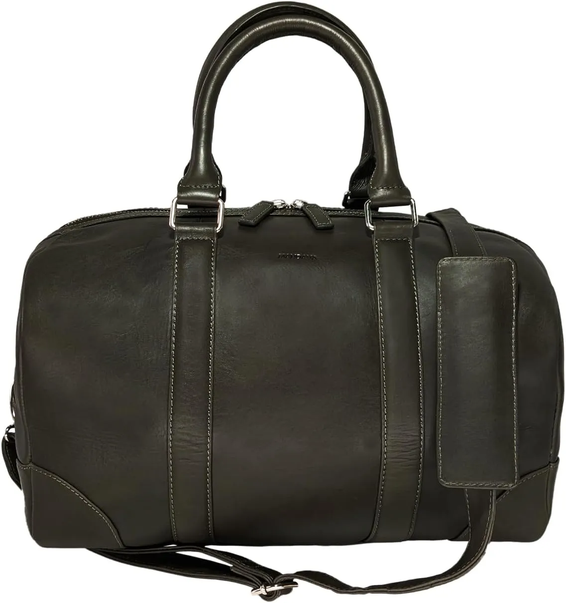 Genuine Leather Unisex Travel Duffel Bag, Shoulder Weekender Overnight Luggage Bag (Green)