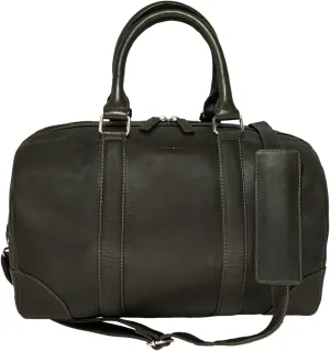 Genuine Leather Unisex Travel Duffel Bag, Shoulder Weekender Overnight Luggage Bag (Green)