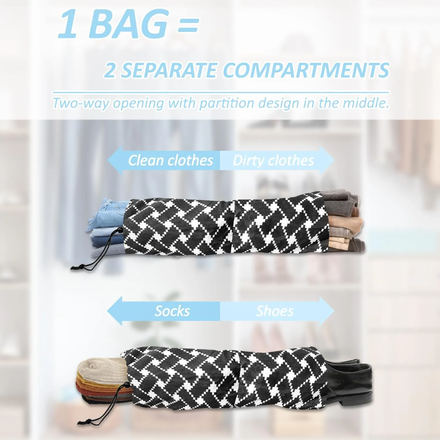 Geometrical abstract Compression Packing Set (7 Piece) - Quick-Dry Organizer Cubes Packing - Travel Essential Bag for Clothes Shoes Cosmetics Toiletry