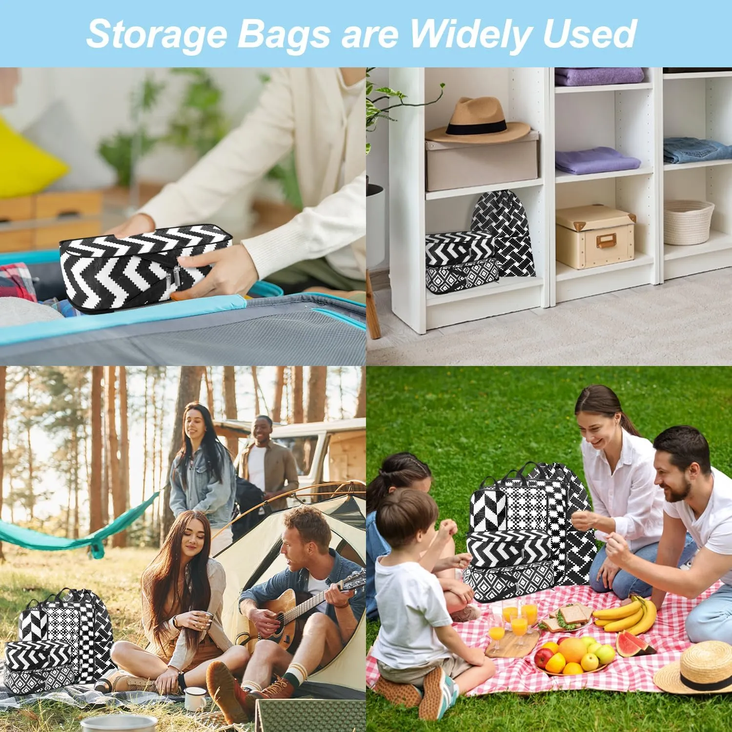 Geometrical abstract Compression Packing Set (7 Piece) - Quick-Dry Organizer Cubes Packing - Travel Essential Bag for Clothes Shoes Cosmetics Toiletry