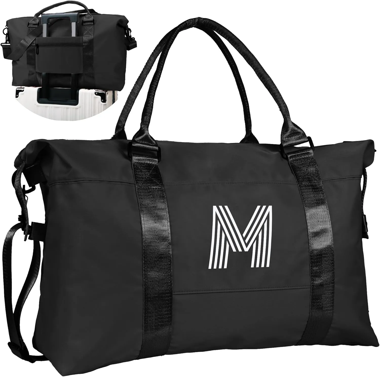 Gifts for Daughter 10 11 12 13 14 15 16 17 18 Year Old, Initial Travel Duffel Bag, Personalized Weekender Bag, Teen Girl Birthday Gift for Mothers Day, Bridesmaid Proposal Gift (Letter M)