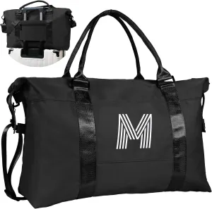 Gifts for Daughter 10 11 12 13 14 15 16 17 18 Year Old, Initial Travel Duffel Bag, Personalized Weekender Bag, Teen Girl Birthday Gift for Mothers Day, Bridesmaid Proposal Gift (Letter M)