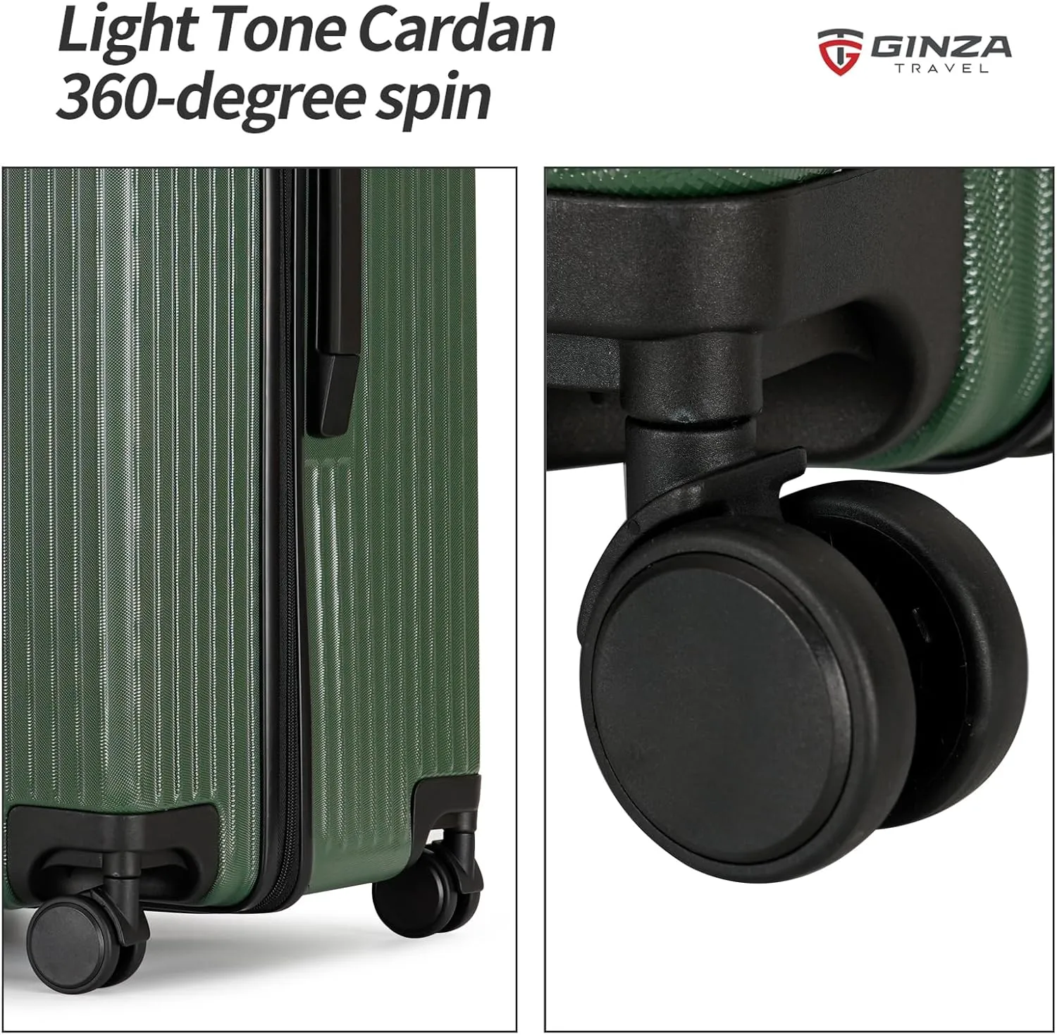 GinzaTravel Trunk Luggage, 28 Inch Luggage with Spinner Wheels, Scratch resistant texture Lightweight PC material with TSA Lock (Dark Green)