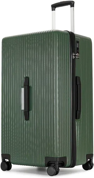 GinzaTravel Trunk Luggage, 28 Inch Luggage with Spinner Wheels, Scratch resistant texture Lightweight PC material with TSA Lock (Dark Green)