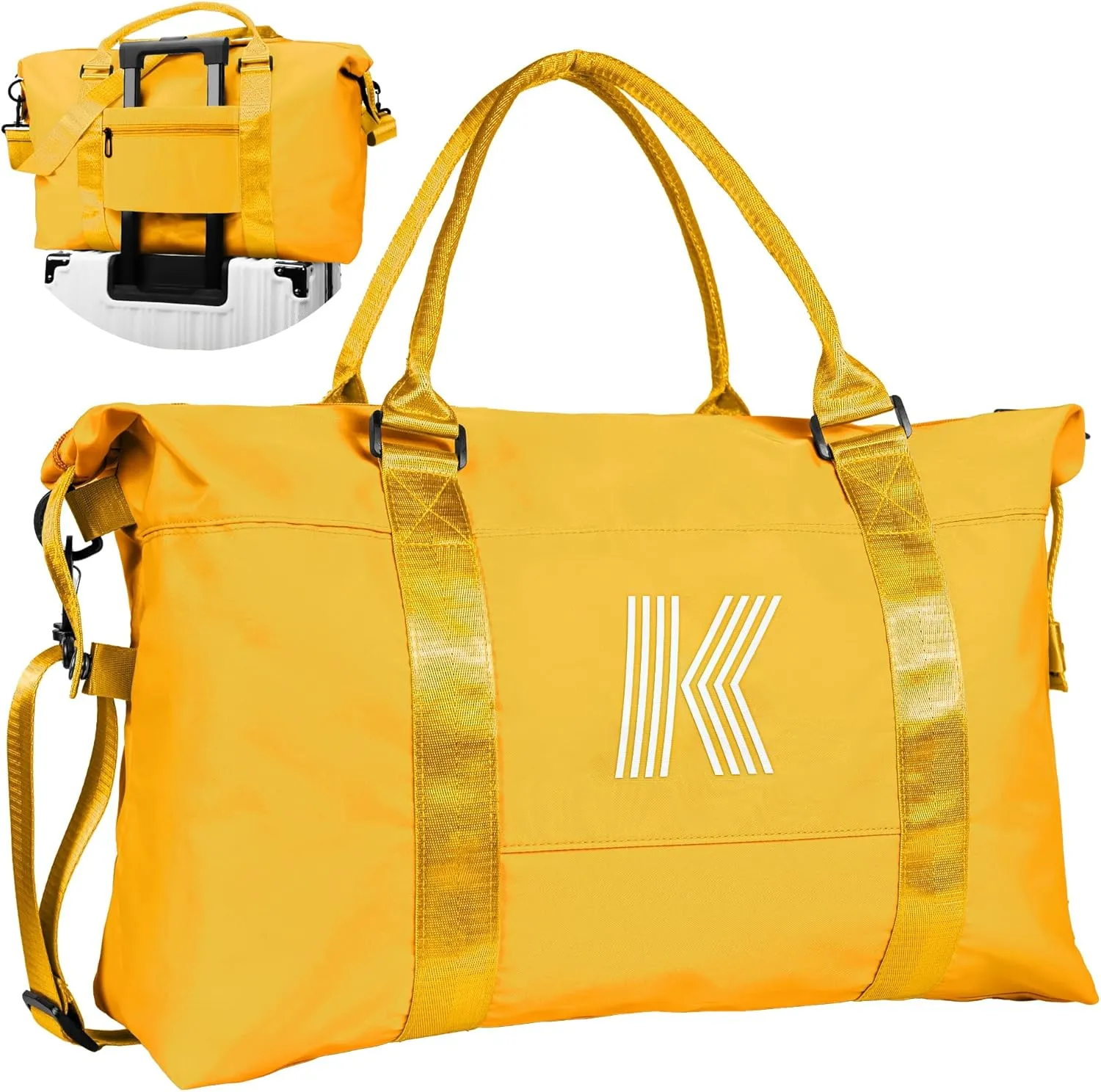Girls Overnight Bag, Birthday Gift for Girls Age 8 9 10 11 12 13 14, Initial Travel Bag, Kids Sports Bag, Personalized Weekender Bag, Overnight Bag Gift for Her Teacher Gifts Ideas (Letter K)