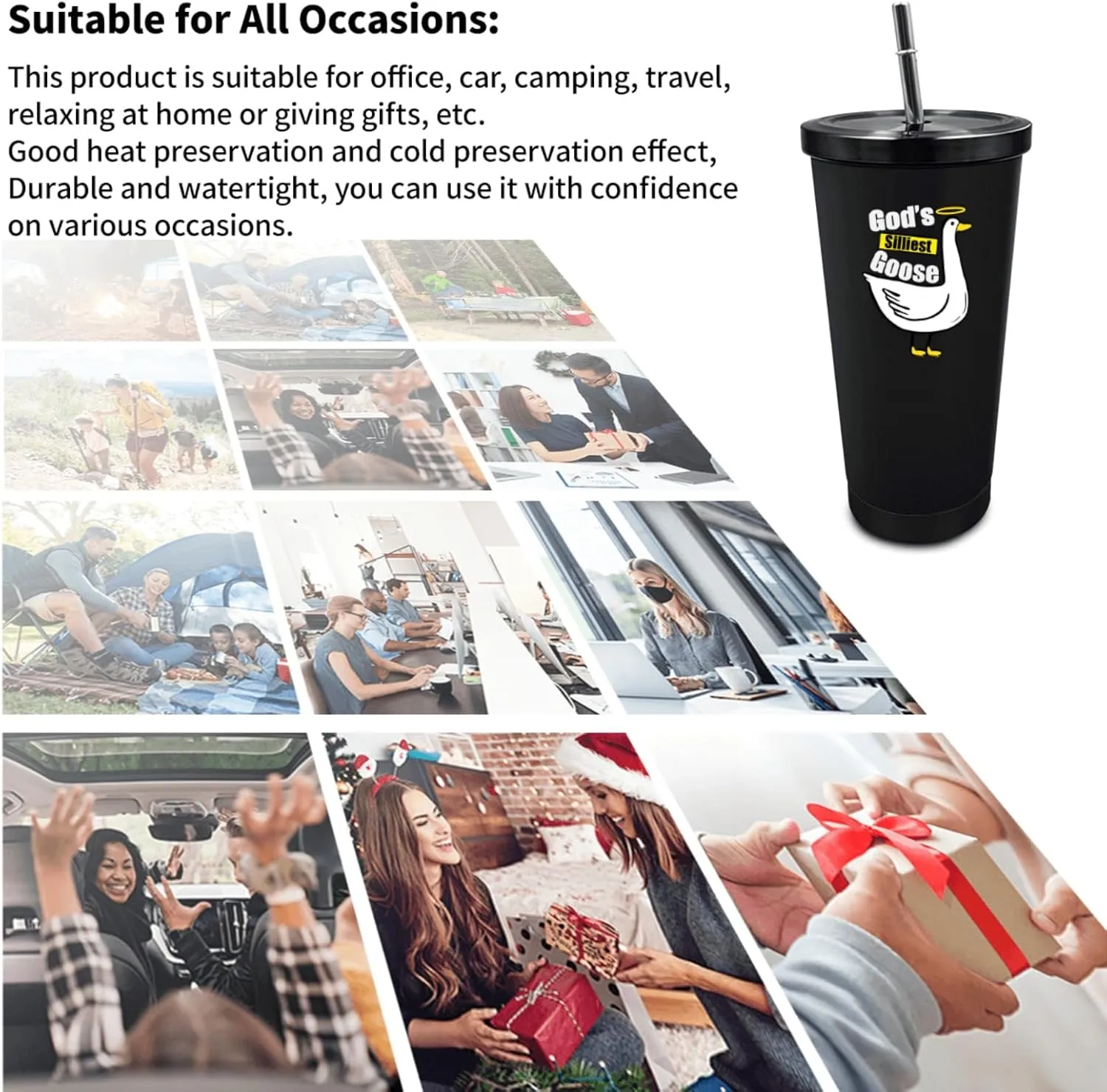 Gods Silliest Goose Tumbler 20 oz Tumbler with Lid and Straw Insulated Tumbler Stainless Steel Tumblers Funny Gift