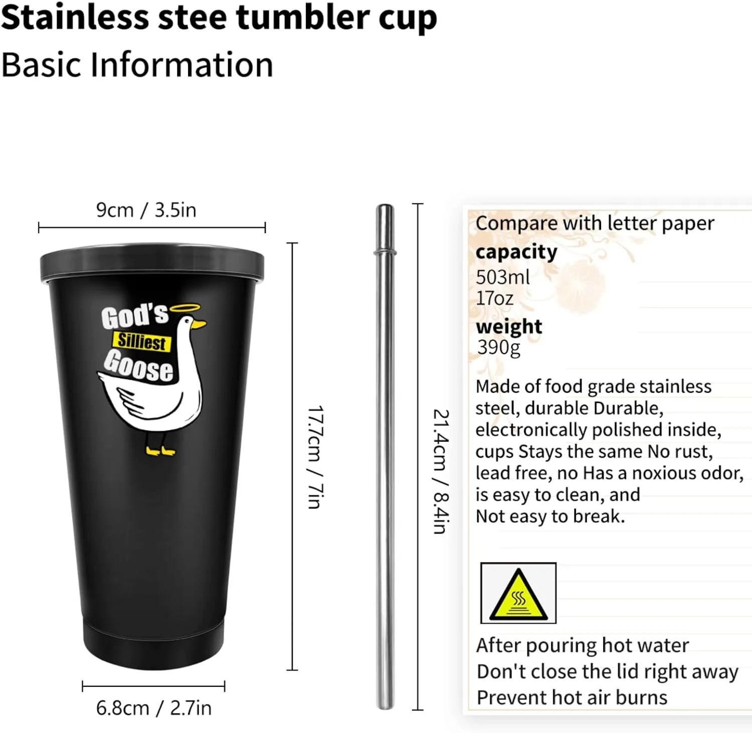 Gods Silliest Goose Tumbler 20 oz Tumbler with Lid and Straw Insulated Tumbler Stainless Steel Tumblers Funny Gift
