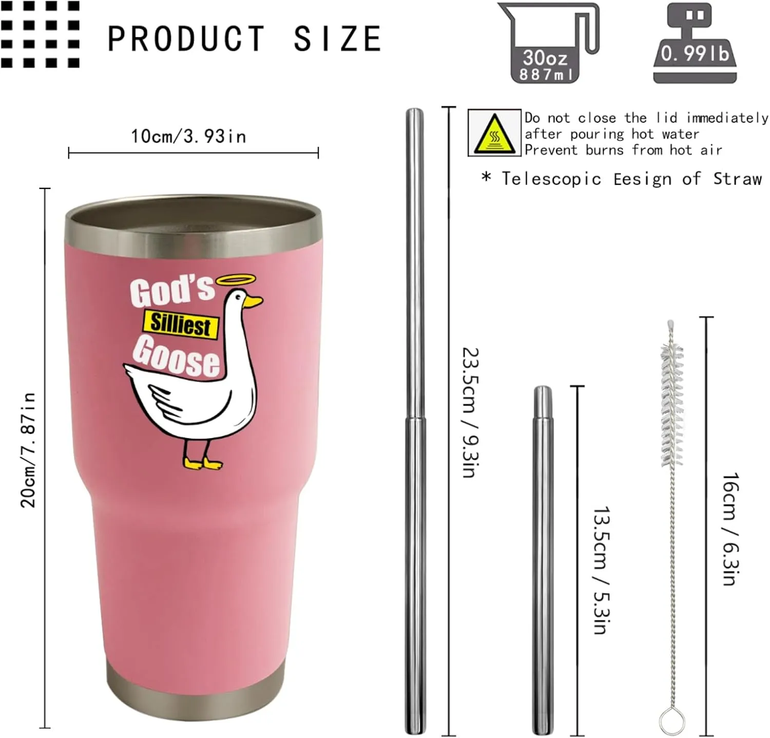 Gods Silliest Goose Tumbler 30 oz Tumbler Pink Tumbler with Lid and Straw Insulated Tumblers Stainless Steel Tumblers Funny Gift