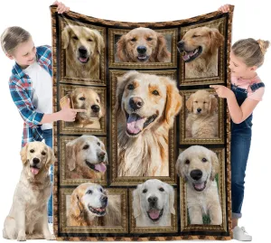 Golden Retriever Blanket for Kids Soft Throw Blanket for Couch Bed Sofa, Cozy Fleece Blankets and Throws Warm Flannel Travel Blanket for Boys Girls, Golden Retriever Gifts for Baby, 40" x 50"