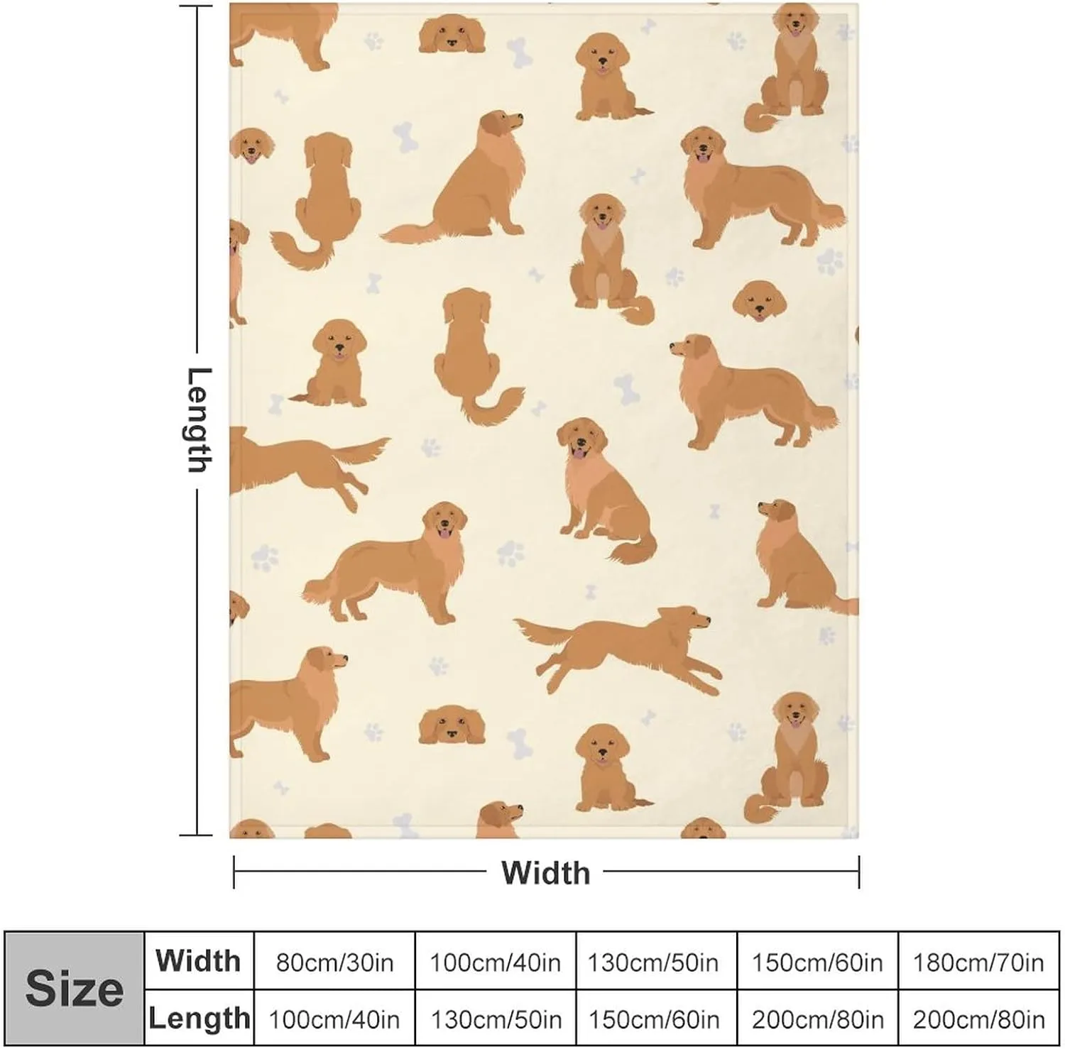 Golden Retriever Blanket Gifts, 60"x80" Dog Pattern Flannel Fleece Throw Blanket Soft, Lightweight, Comfortable, Warm Golden Retriever Themed Blanket for Humans Adults Kids
