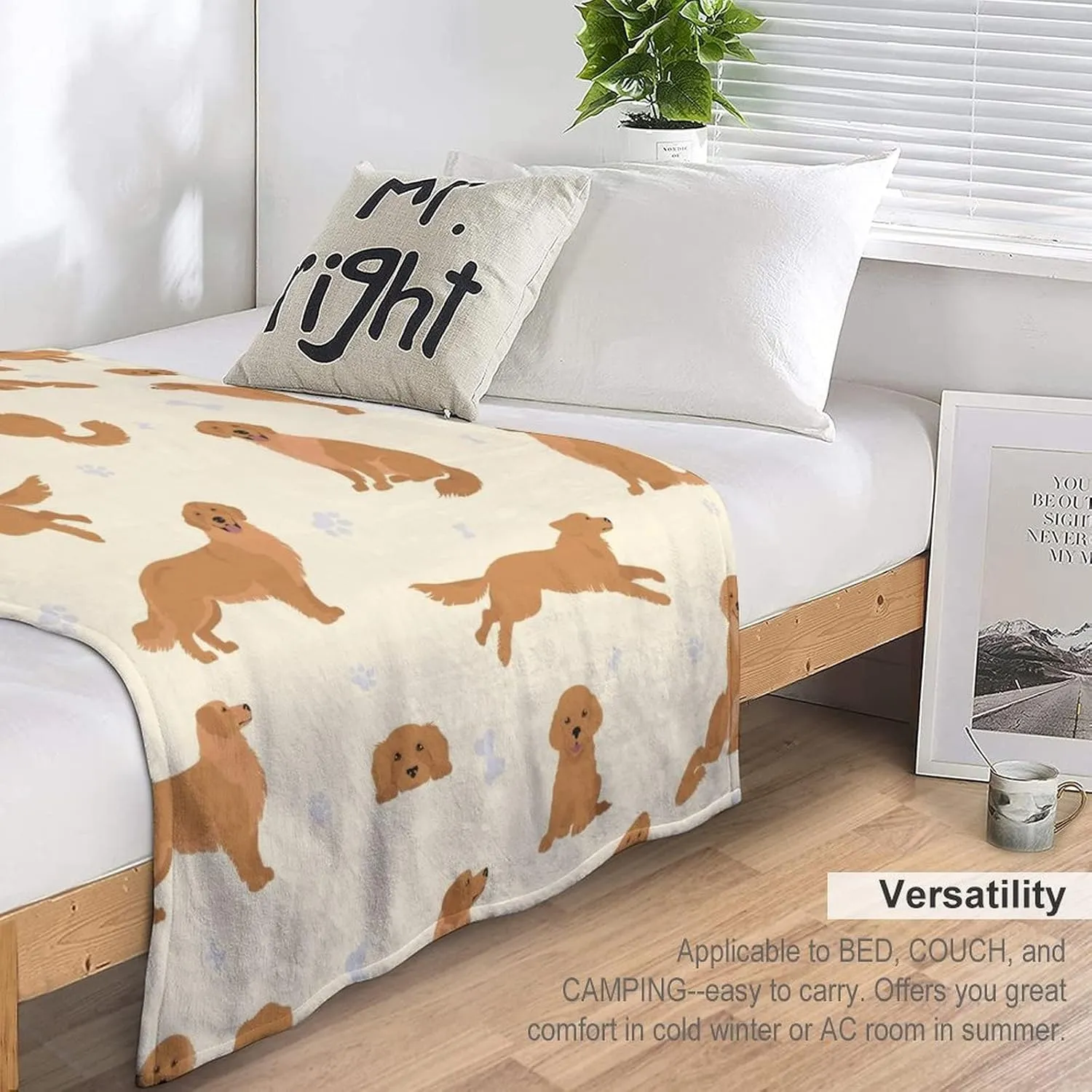 Golden Retriever Blanket Gifts, 60"x80" Dog Pattern Flannel Fleece Throw Blanket Soft, Lightweight, Comfortable, Warm Golden Retriever Themed Blanket for Humans Adults Kids