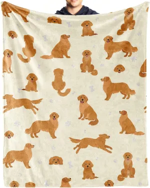 Golden Retriever Blanket Gifts, 60"x80" Dog Pattern Flannel Fleece Throw Blanket Soft, Lightweight, Comfortable, Warm Golden Retriever Themed Blanket for Humans Adults Kids