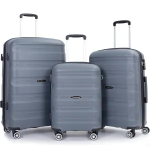 Gray-21 3-Piece Hardshell Luggage Set, Lightweight Suitcase Set with Spinner Wheels, TSA Lock, Checked and Carry-on Luggage (20/24/28 inch)