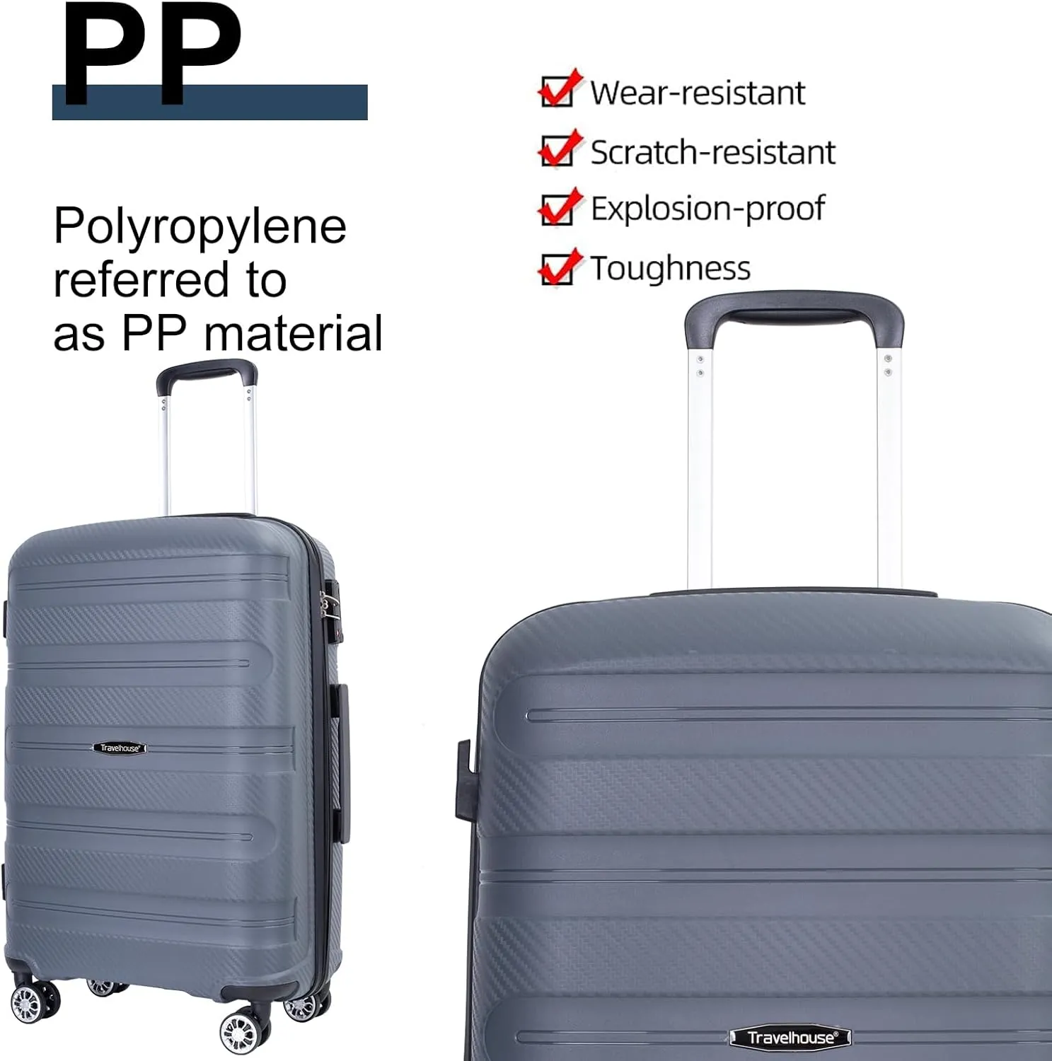 Gray-21 3-Piece Hardshell Luggage Set, Lightweight Suitcase Set with Spinner Wheels, TSA Lock, Checked and Carry-on Luggage (20/24/28 inch)